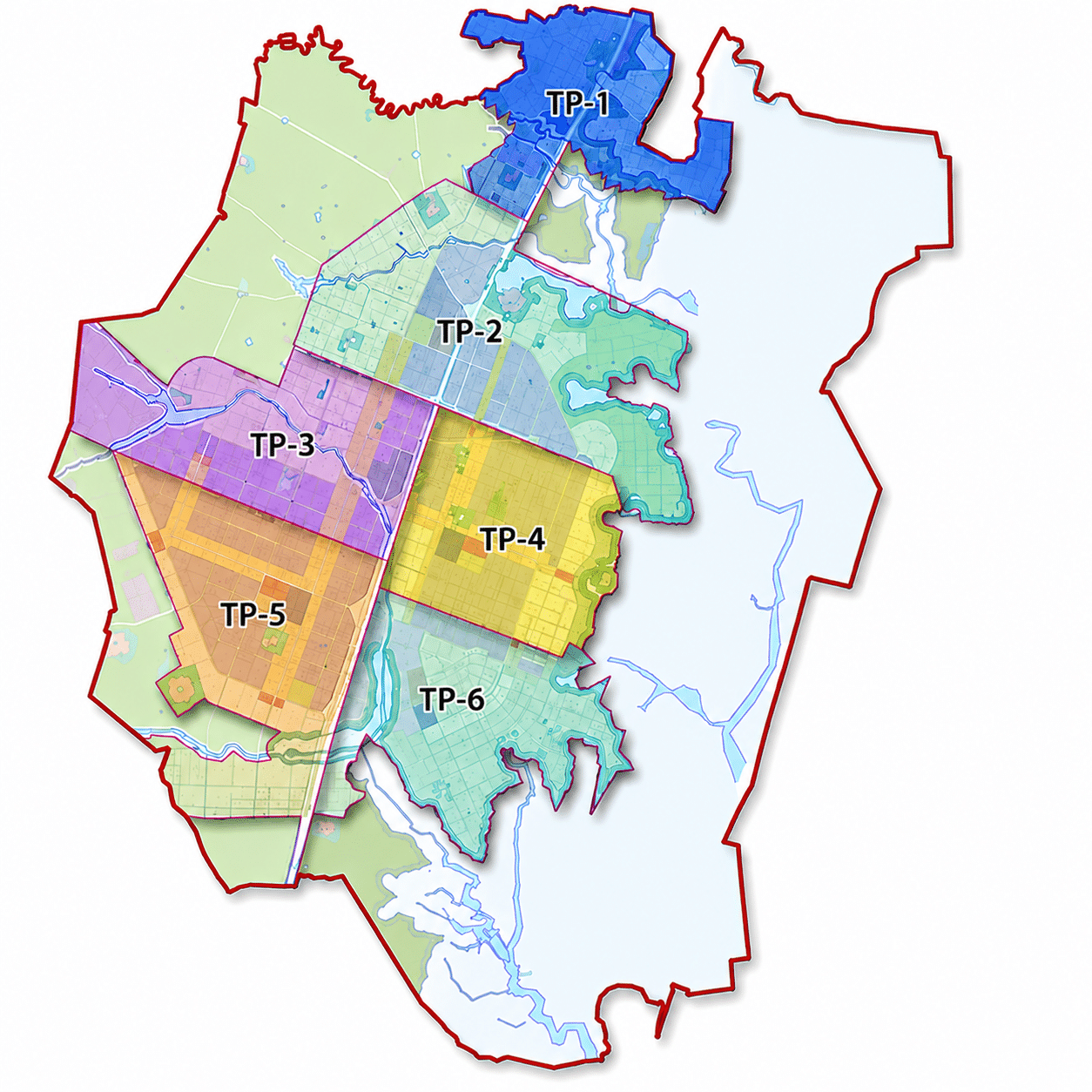 Map of Dholera SIR with TP 1 highlighted among the six Town Planning Schemes